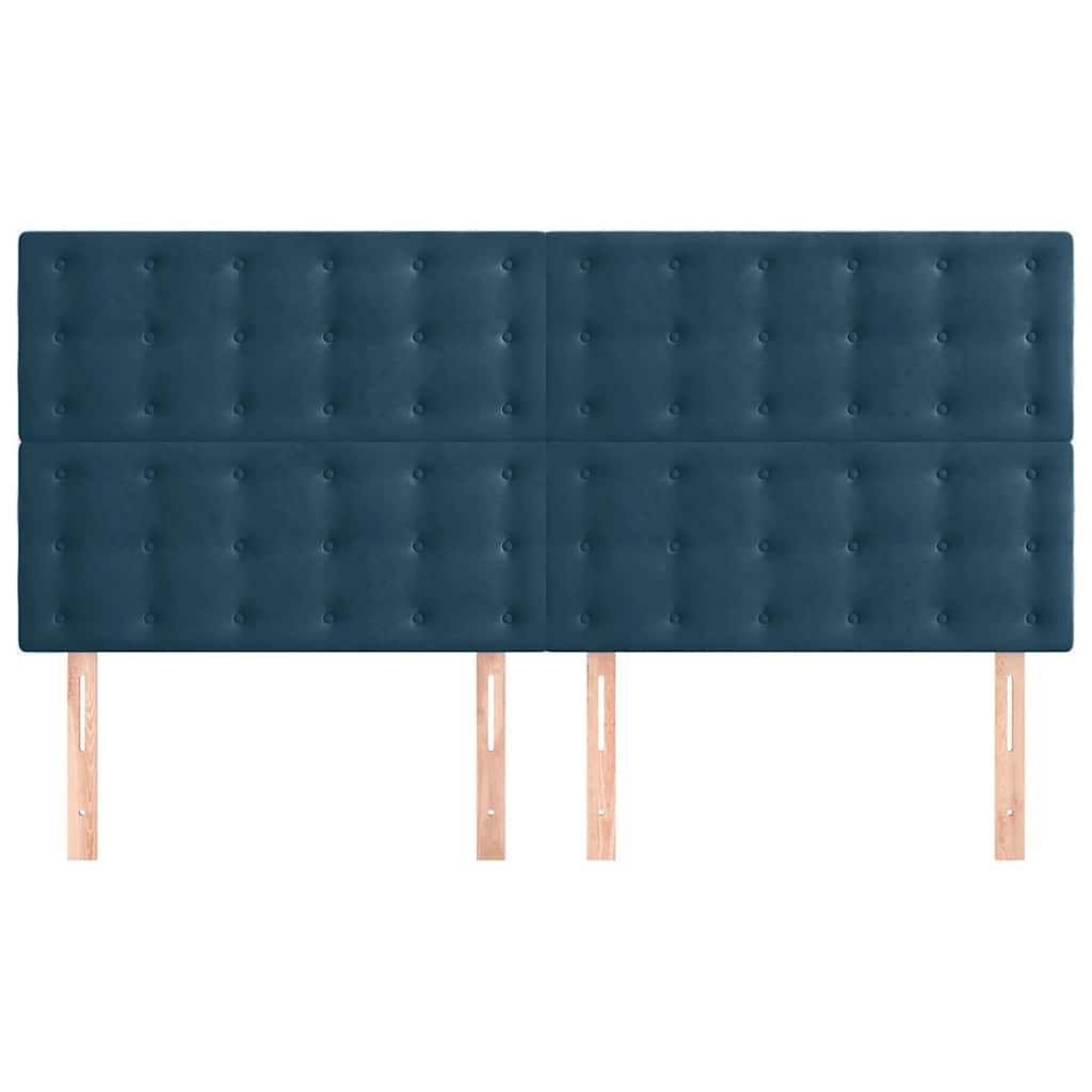 sengegavl mørkeblå 200x5x118/128 cm fløjl
