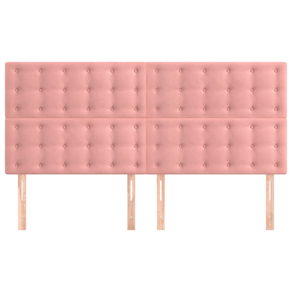 sengegavl lyserød 200x5x118/128 cm fløjl