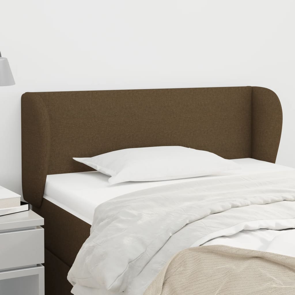 sengegavl med kanter 83x23x78/88 cm stof mørkebrun