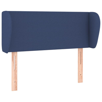 sengegavl med kanter 83x23x78/88 cm stof blå