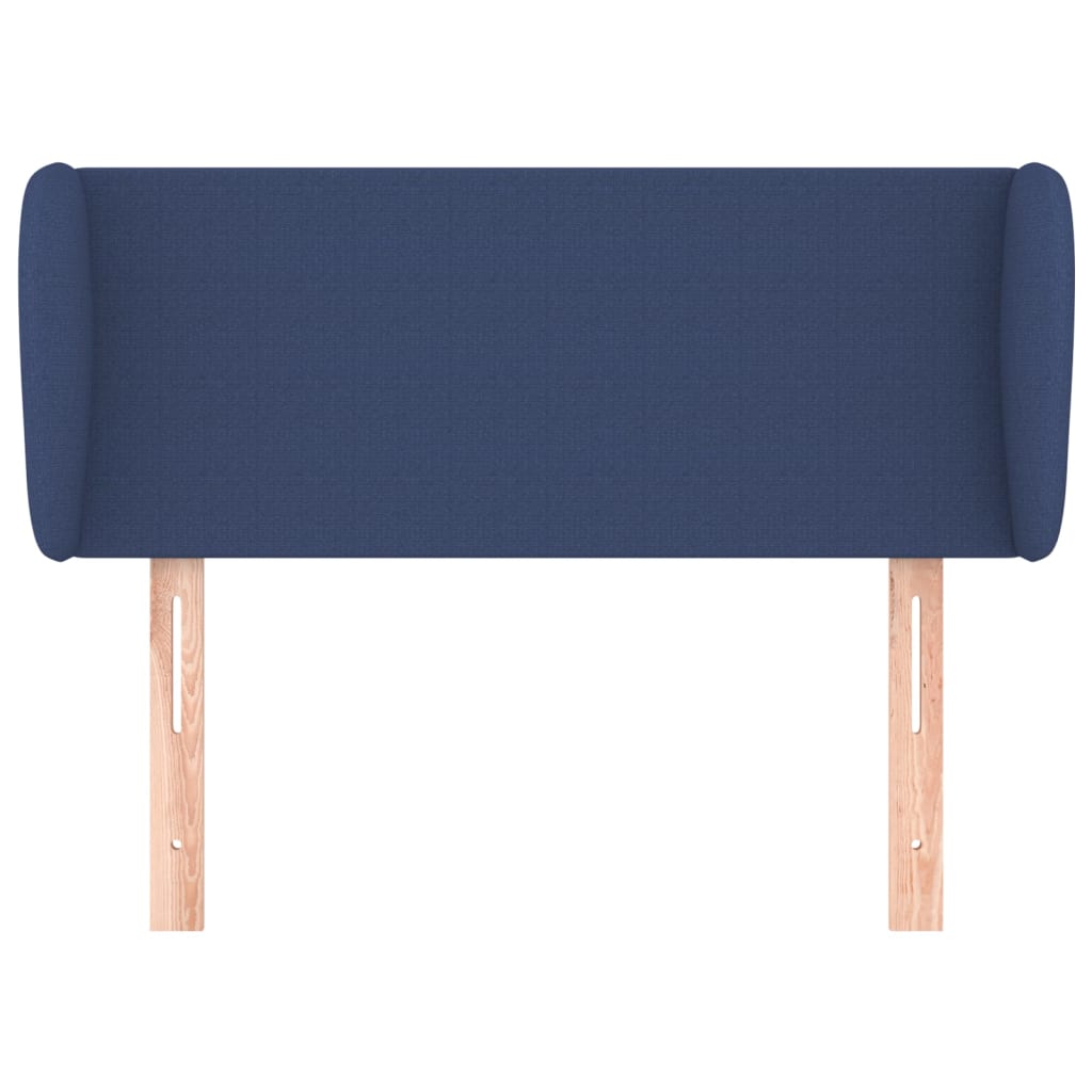sengegavl med kanter 83x23x78/88 cm stof blå