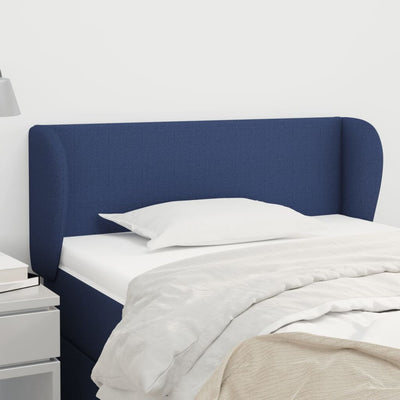 sengegavl med kanter 83x23x78/88 cm stof blå