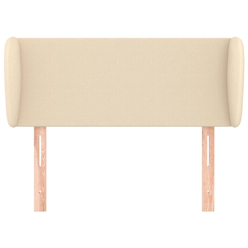 sengegavl med kanter 93x23x78/88 cm stof cremefarvet
