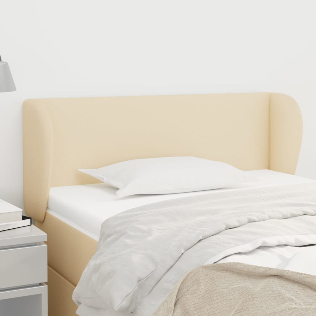 sengegavl med kanter 93x23x78/88 cm stof cremefarvet