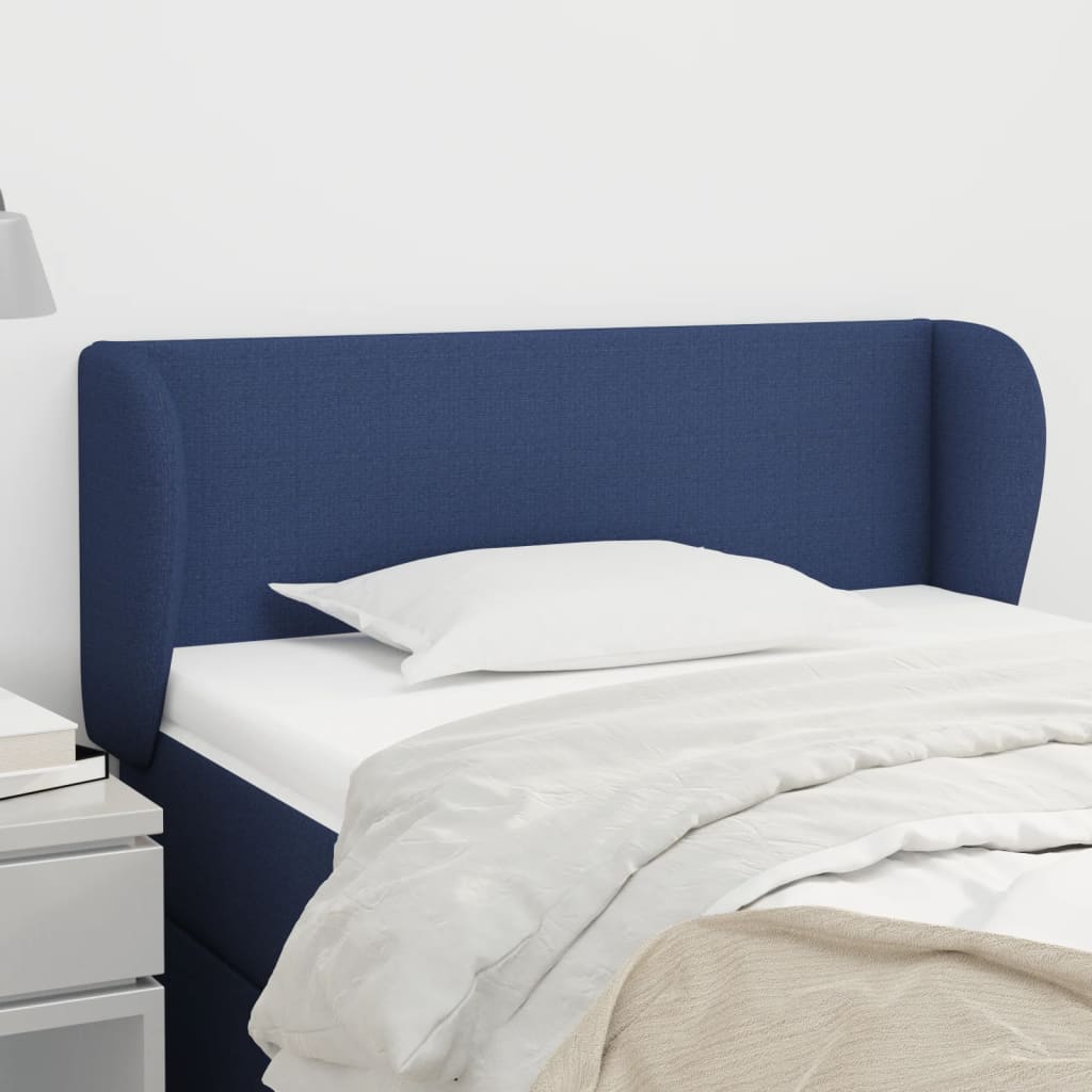 sengegavl med kanter 93x23x78/88 cm stof blå