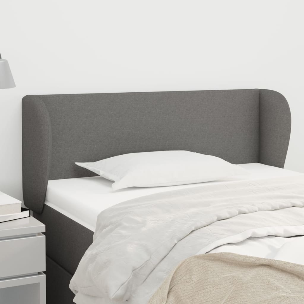 sengegavl med kanter 103x23x78/88 cm stof mørkegrå