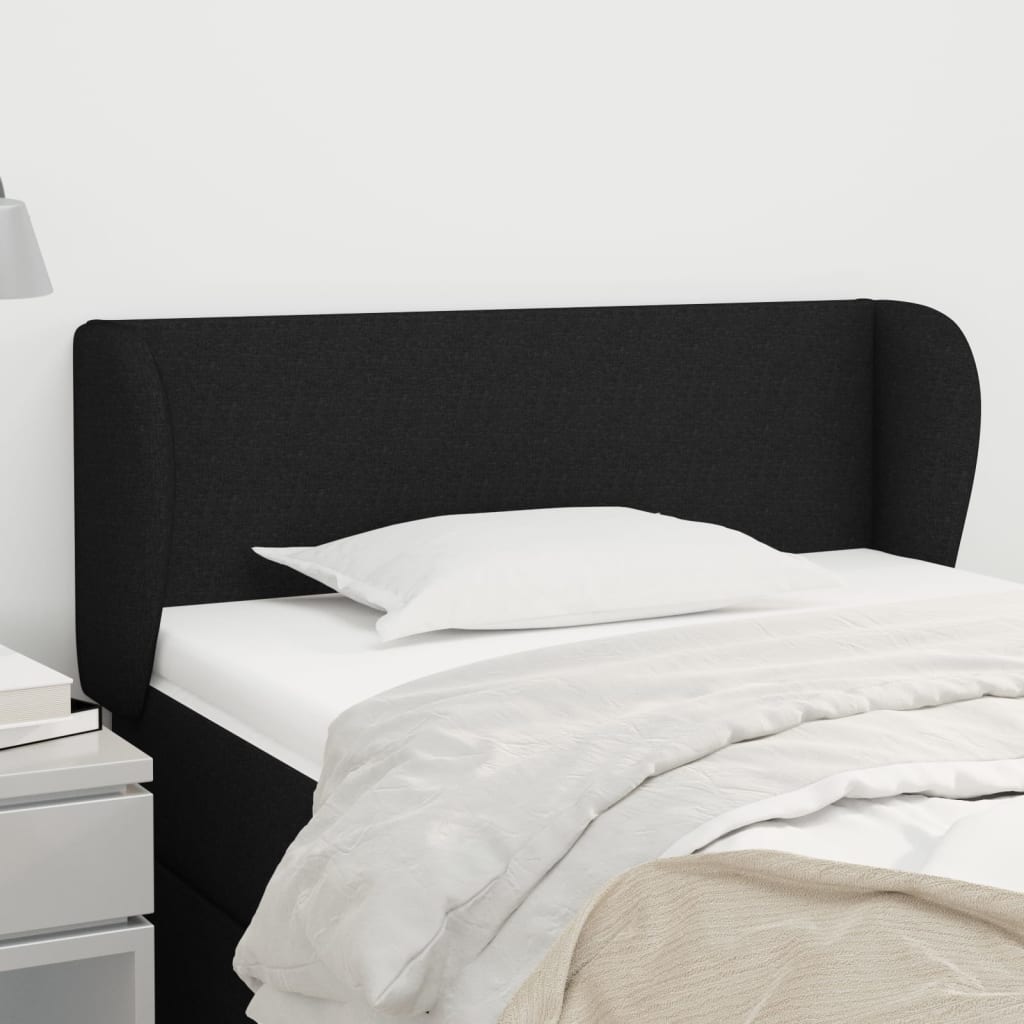 sengegavl med kanter 103x23x78/88 cm stof sort