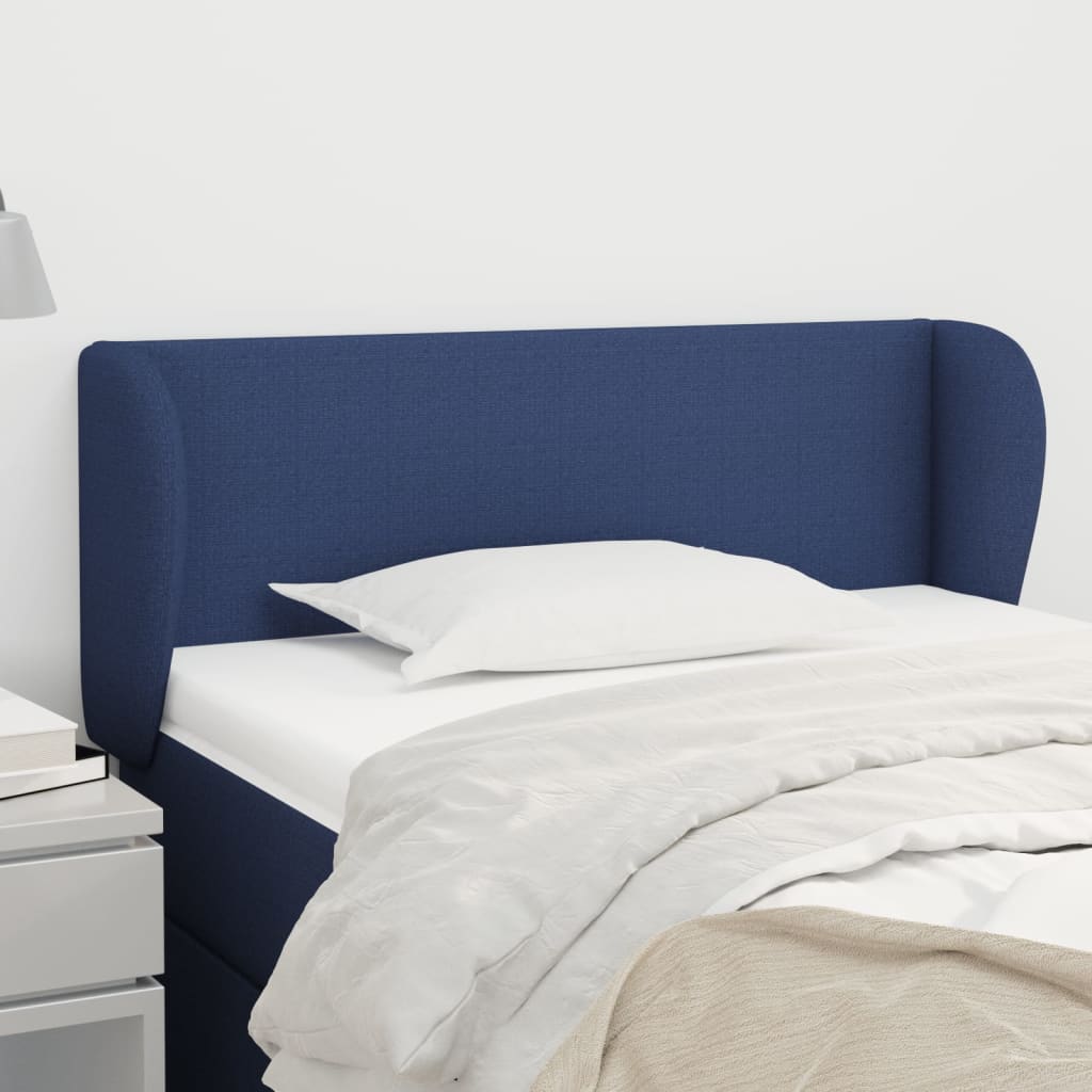 sengegavl med kanter 103x23x78/88 cm stof blå