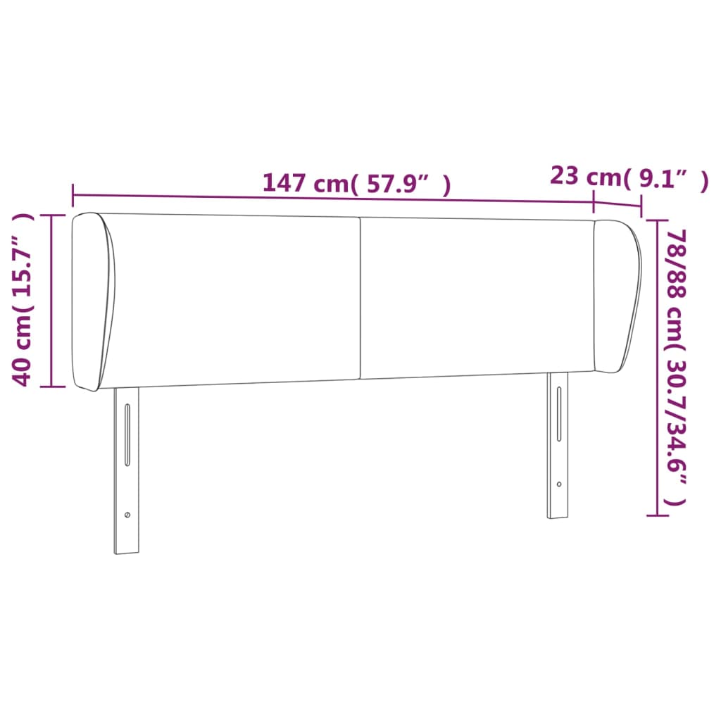 sengegavl med kanter 147x23x78/88 cm stof sort