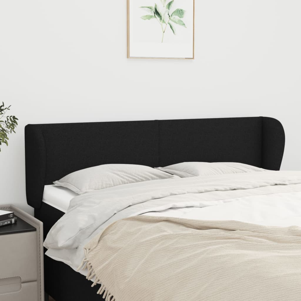 sengegavl med kanter 147x23x78/88 cm stof sort