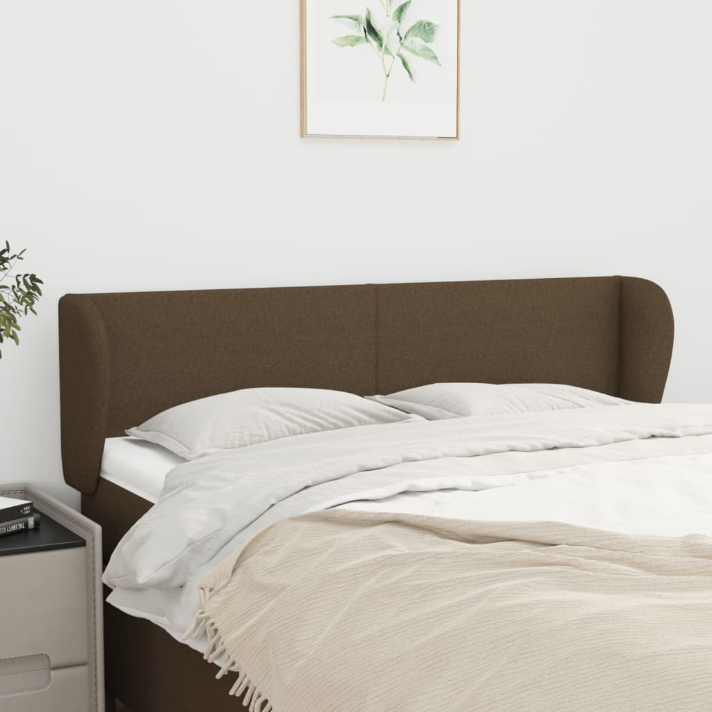 sengegavl med kanter 147x23x78/88 cm stof mørkebrun