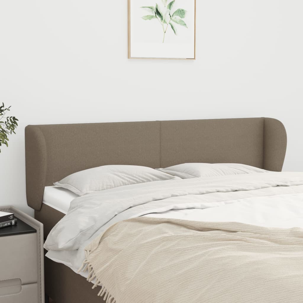 sengegavl med kanter 147x23x78/88 cm stof gråbrun