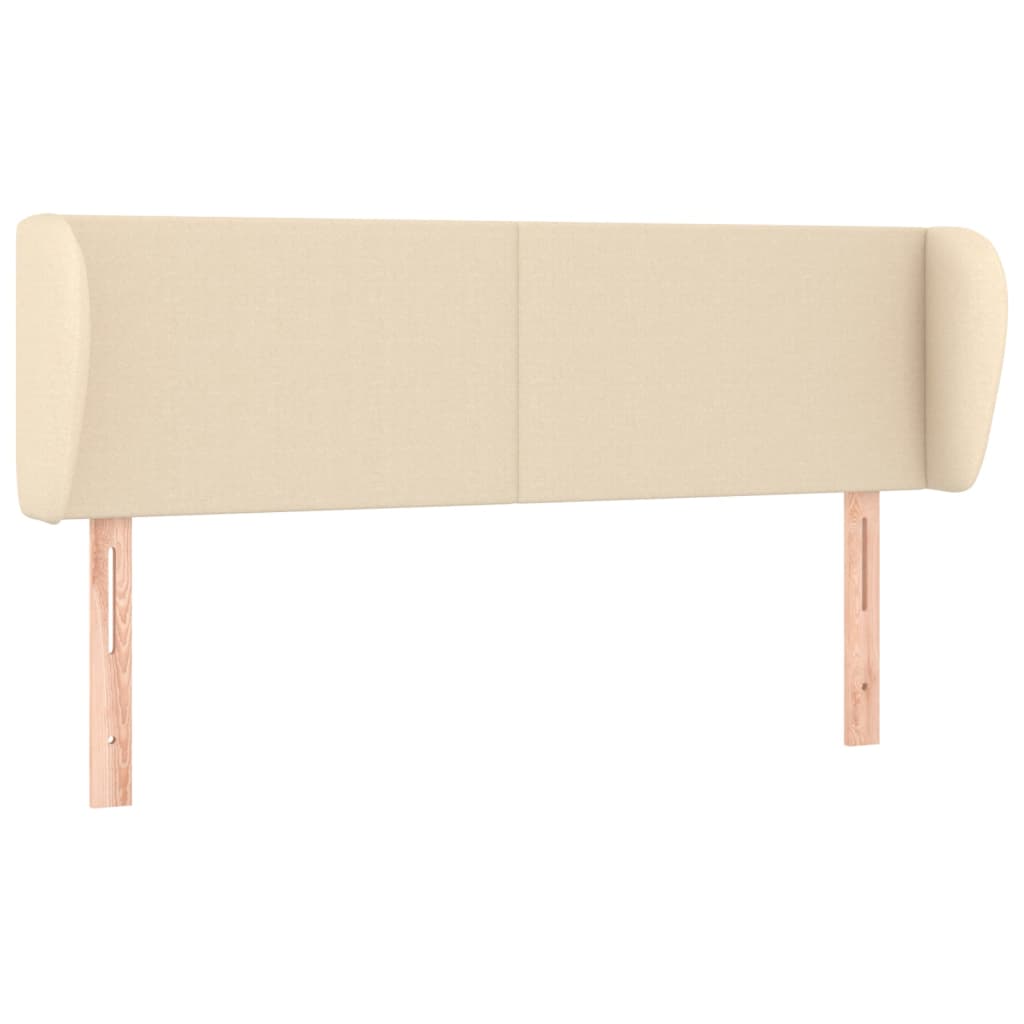 sengegavl med kanter 147x23x78/88 cm stof cremefarvet