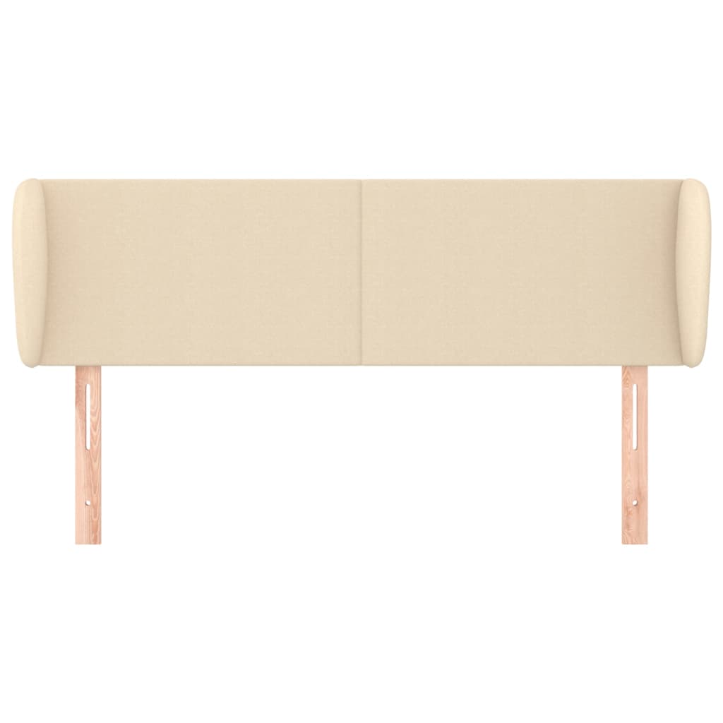 sengegavl med kanter 147x23x78/88 cm stof cremefarvet