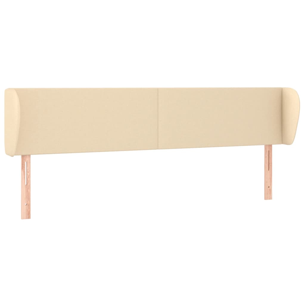 sengegavl med kanter 183x23x78/88 cm stof cremefarvet
