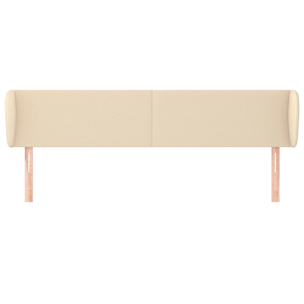 sengegavl med kanter 183x23x78/88 cm stof cremefarvet