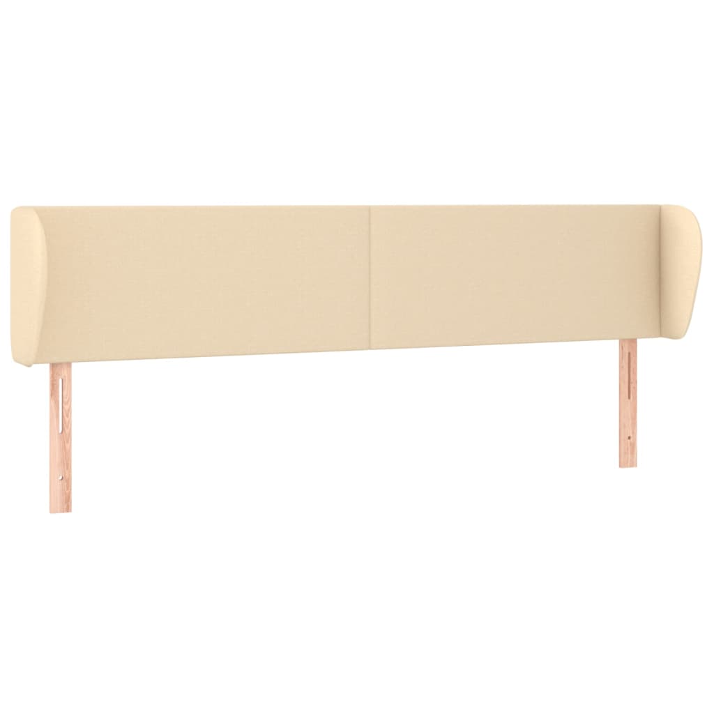 sengegavl med kanter 203x23x78/88 cm stof cremefarvet