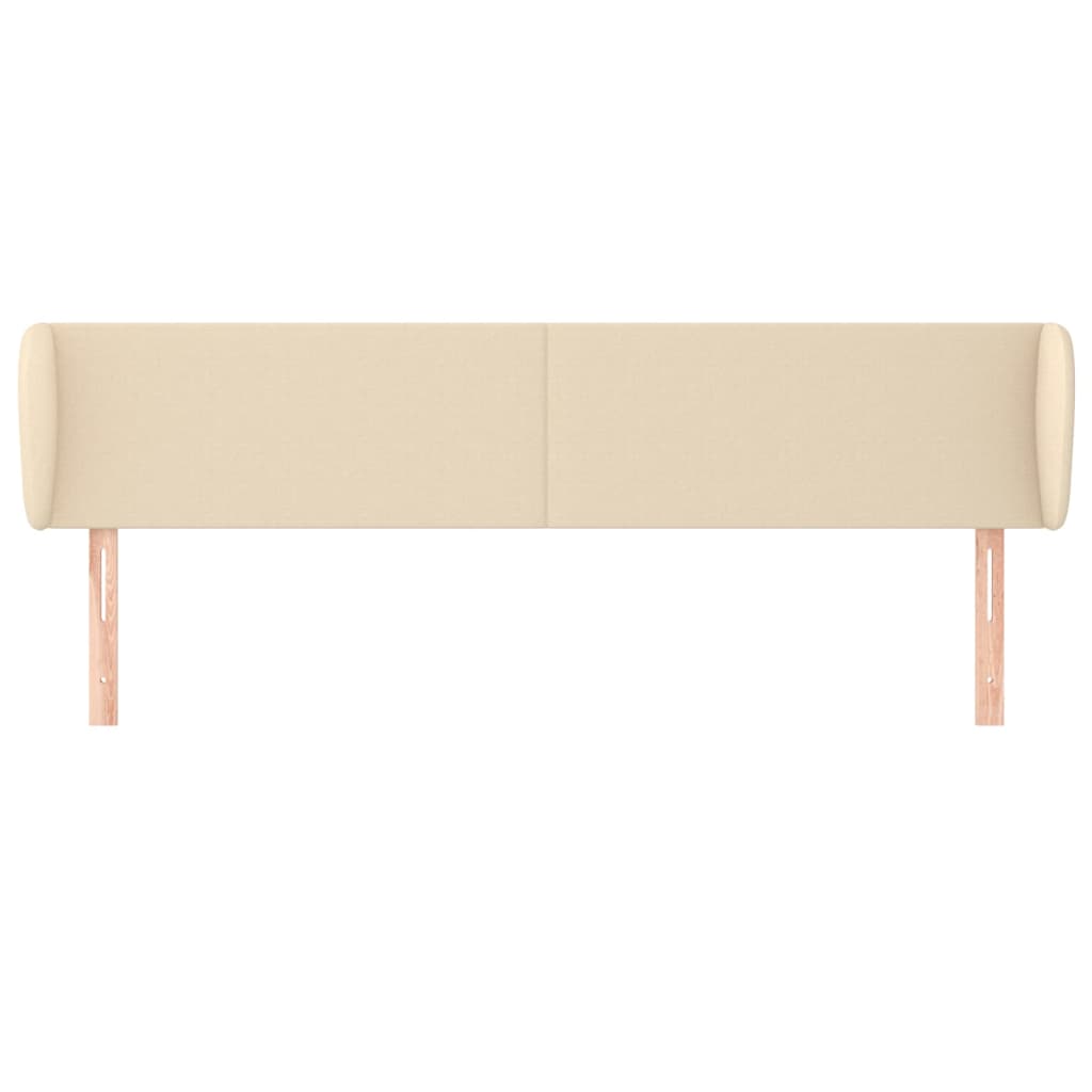 sengegavl med kanter 203x23x78/88 cm stof cremefarvet