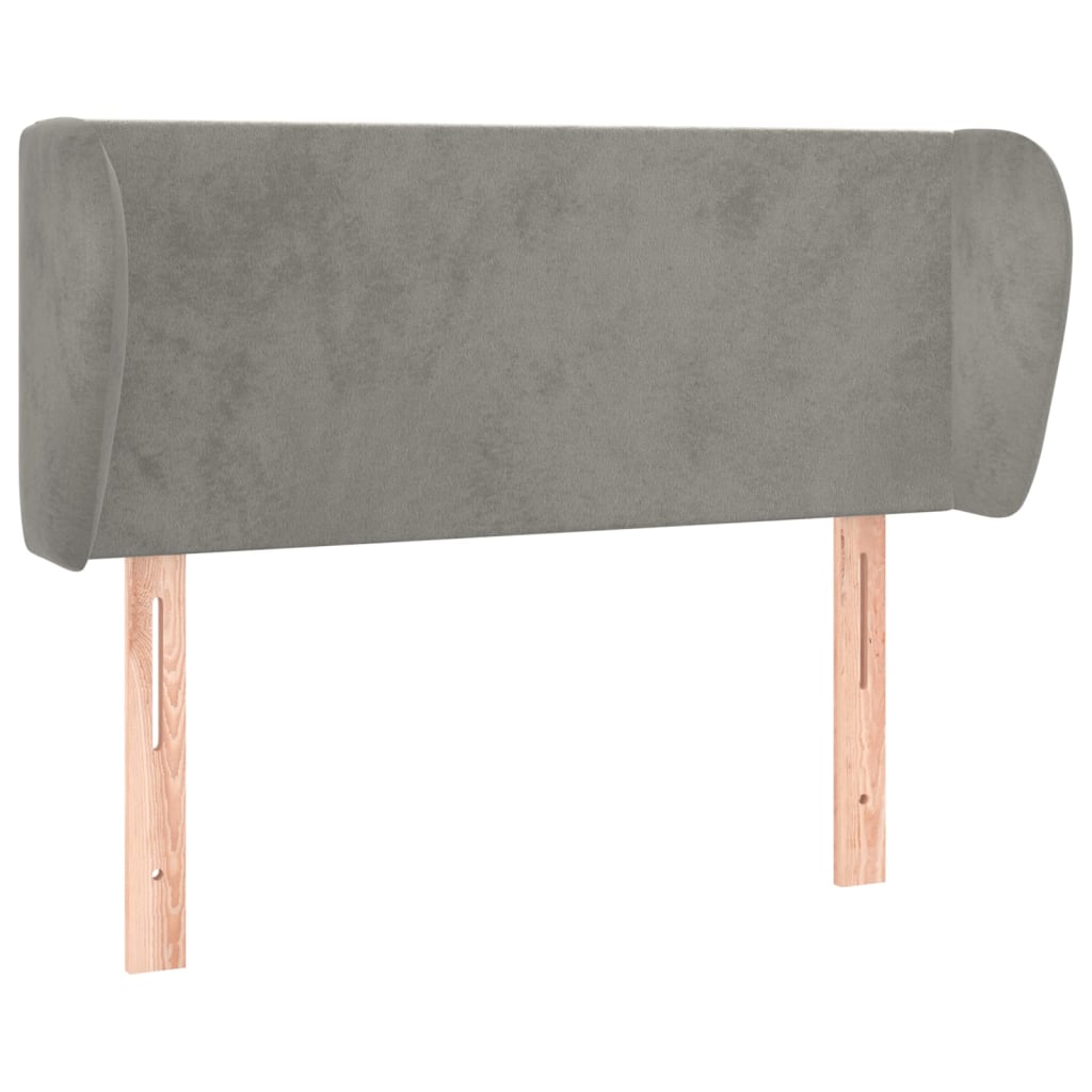 sengegavl med kanter 83x23x78/88 cm fløjl lysegrå