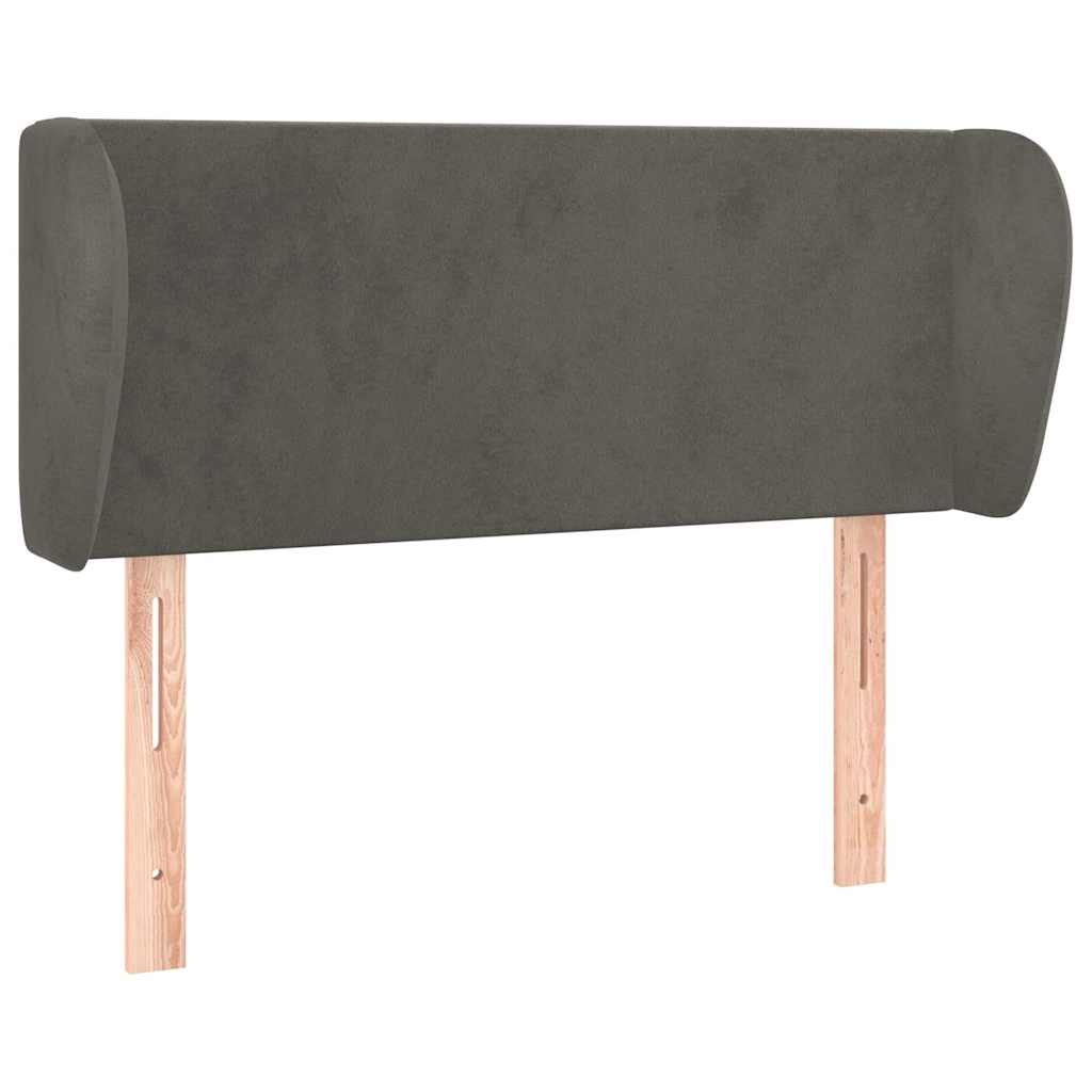 sengegavl med kanter 83x23x78/88 cm fløjl mørkegrå
