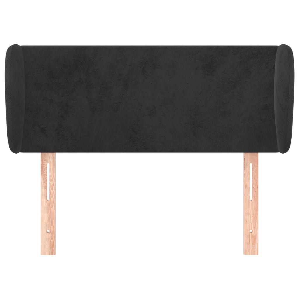 sengegavl med kanter 83x23x78/88 cm fløjl sort