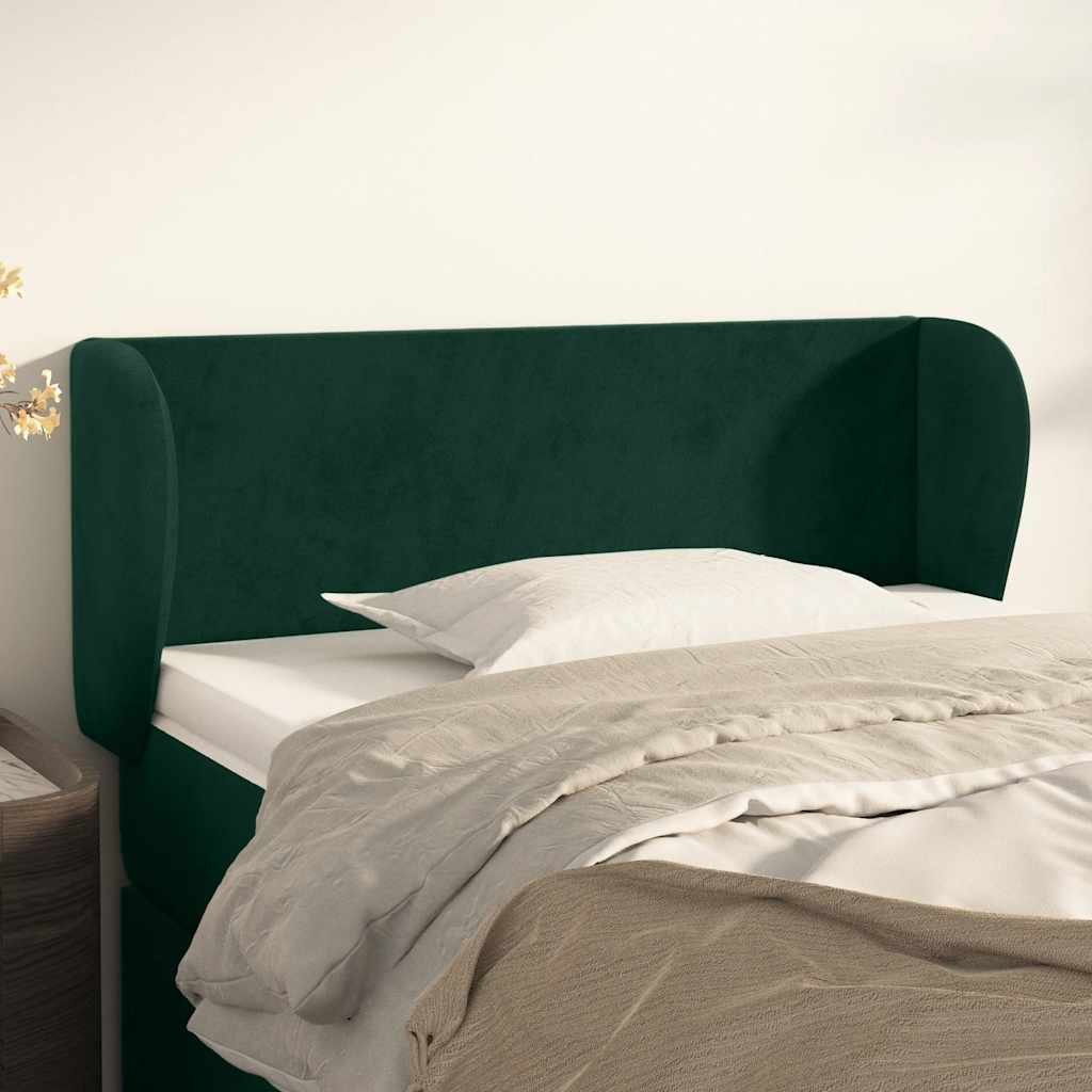 sengegavl med kanter 83x23x78/88 cm fløjl mørkegrøn