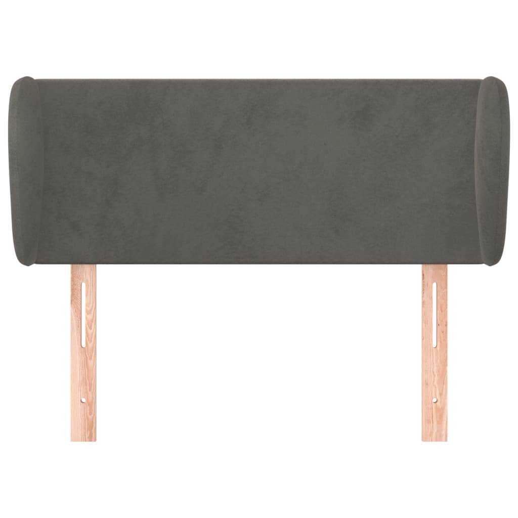 sengegavl med kanter 93x23x78/88 cm fløjl mørkegrå