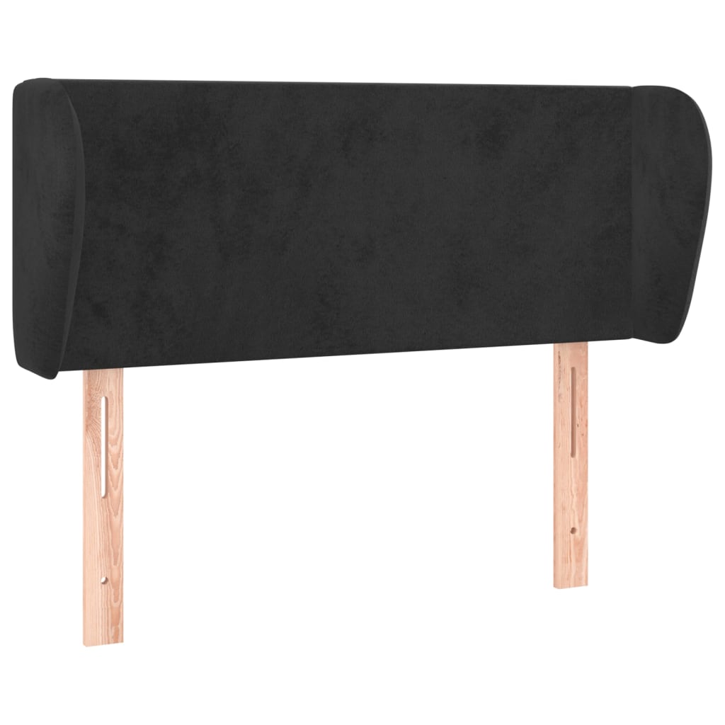 sengegavl med kanter 93x23x78/88 cm fløjl sort