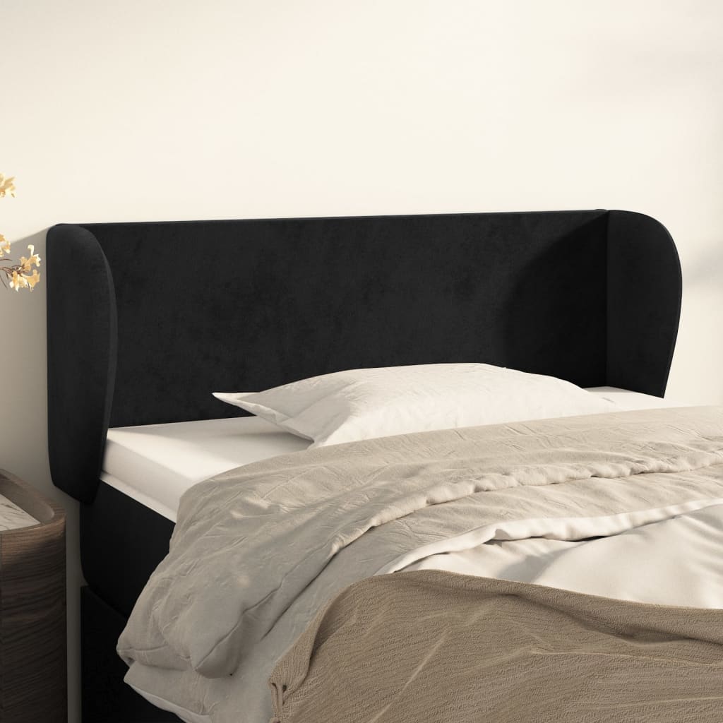 sengegavl med kanter 93x23x78/88 cm fløjl sort