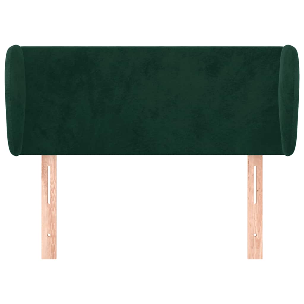 sengegavl med kanter 93x23x78/88 cm fløjl mørkegrøn