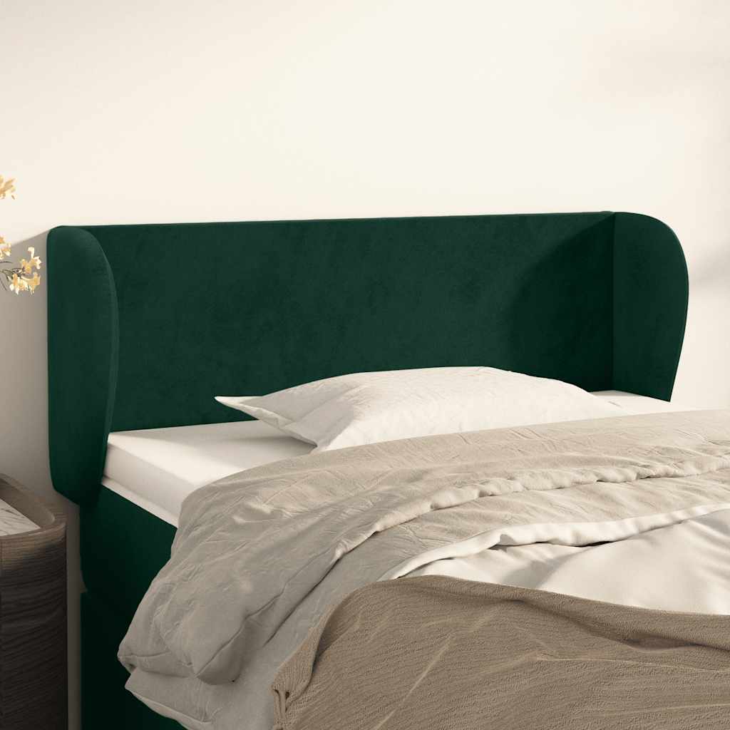 sengegavl med kanter 93x23x78/88 cm fløjl mørkegrøn