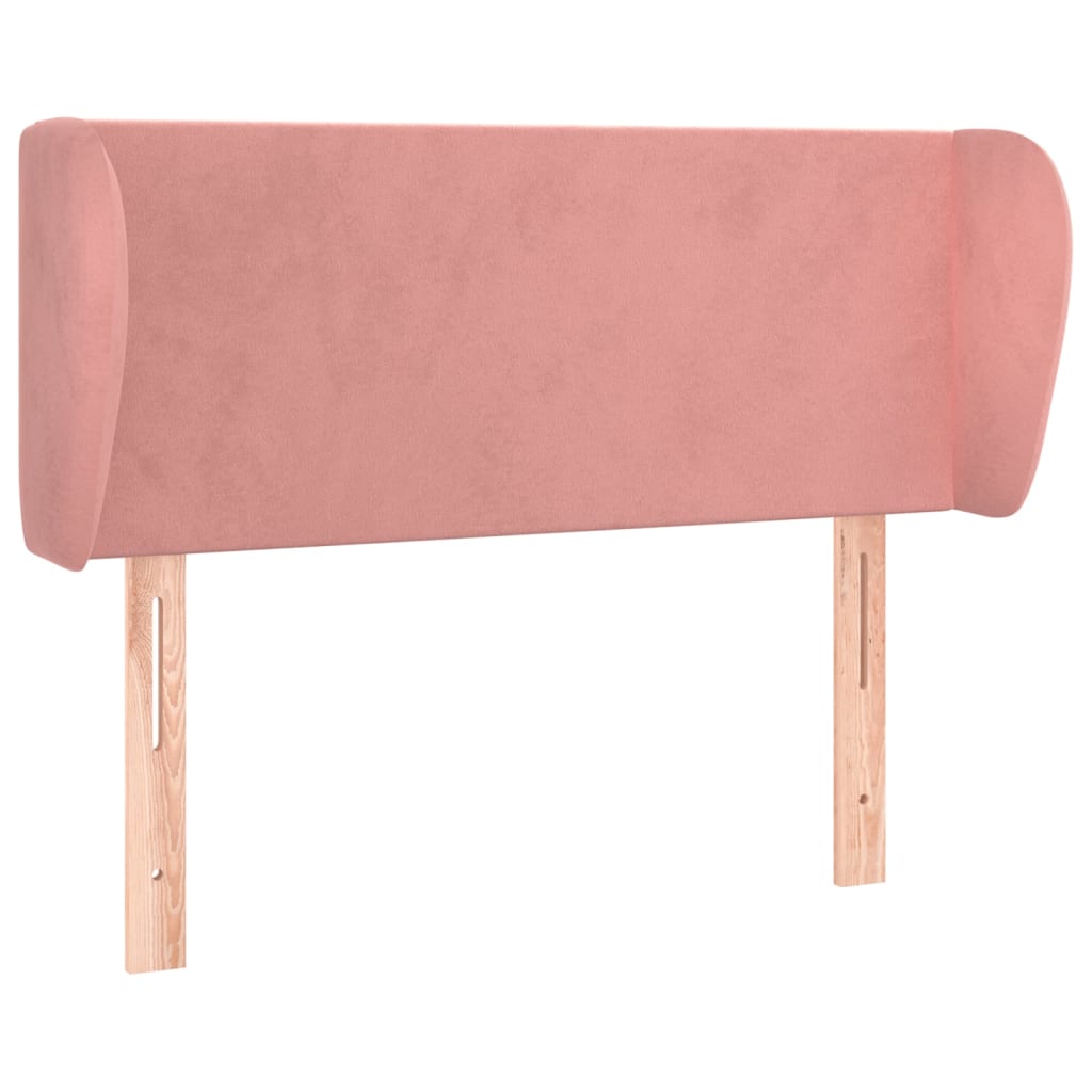 sengegavl med kanter 93x23x78/88 cm fløjl lyserød