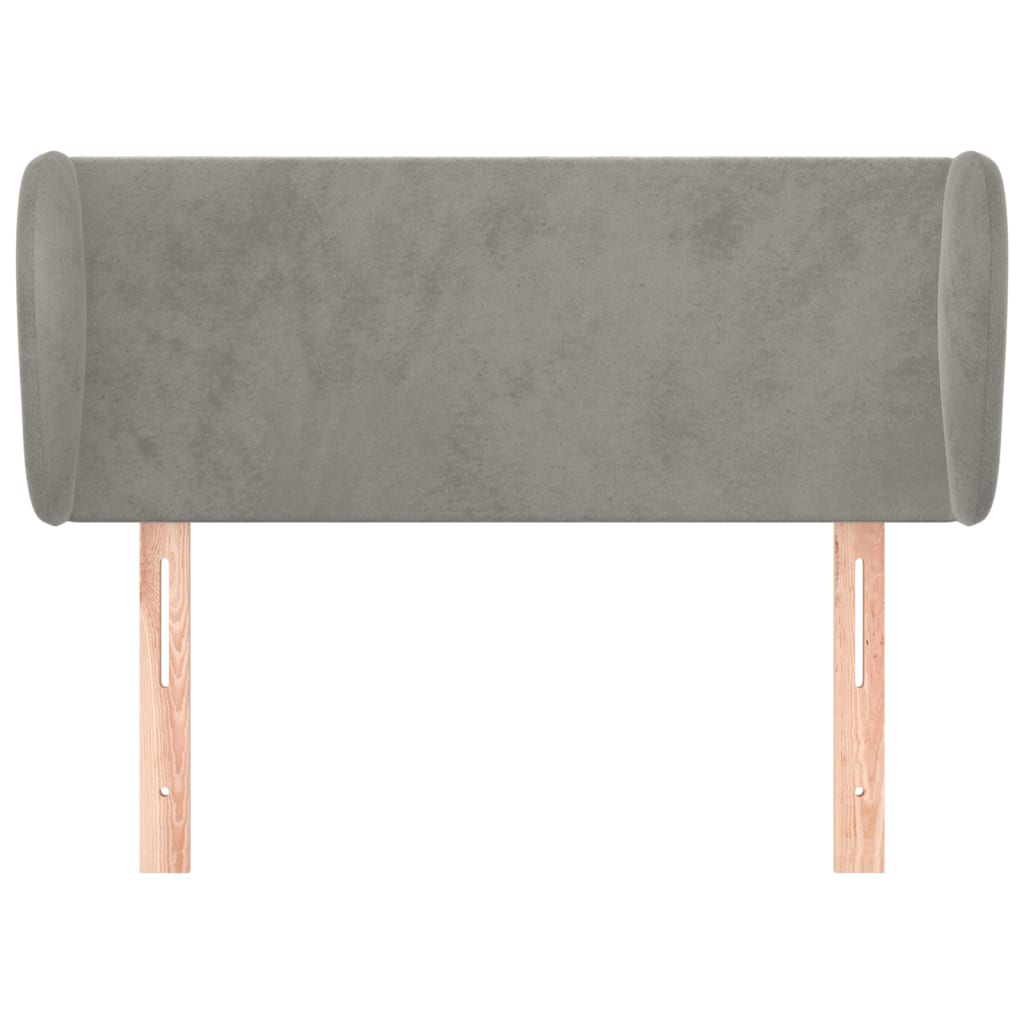 sengegavl med kanter 103x23x78/88cm fløjl lysegrå