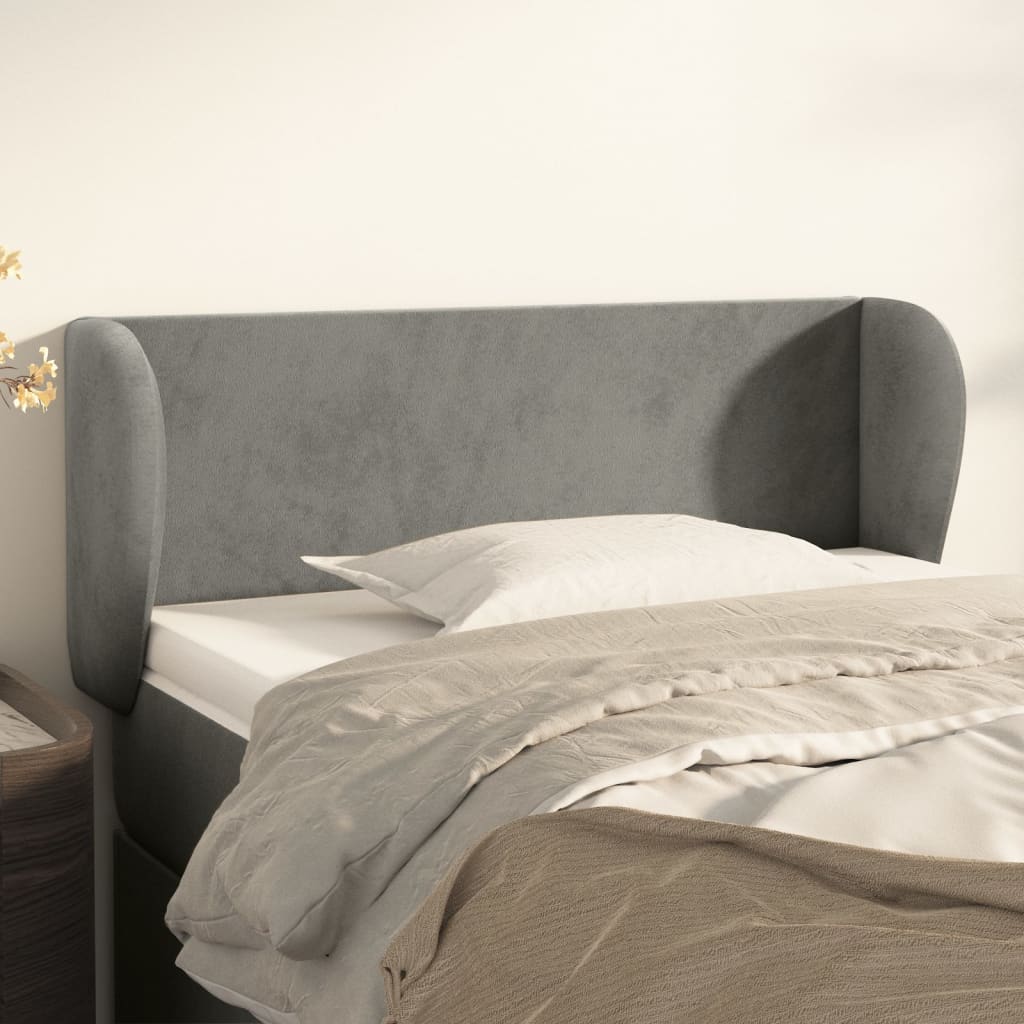 sengegavl med kanter 103x23x78/88cm fløjl lysegrå