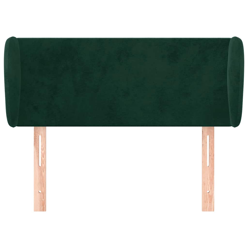 sengegavl med kanter 103x23x78/88 cm fløjl mørkegrøn