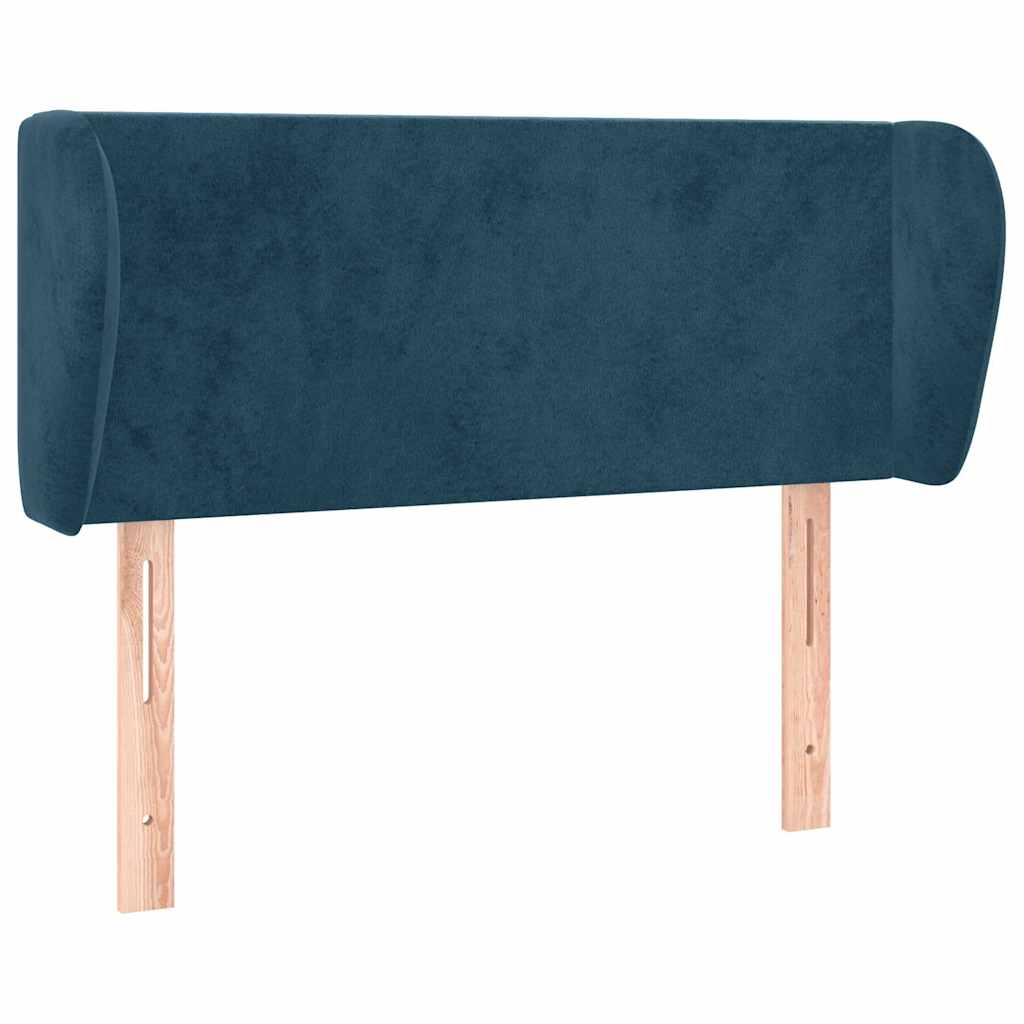 sengegavl med kanter 103x23x78/88 cm fløjl mørkeblå