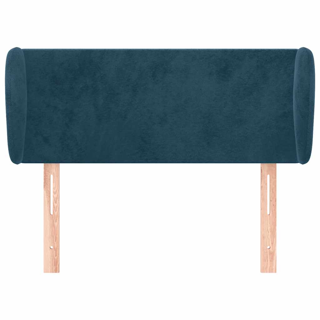 sengegavl med kanter 103x23x78/88 cm fløjl mørkeblå