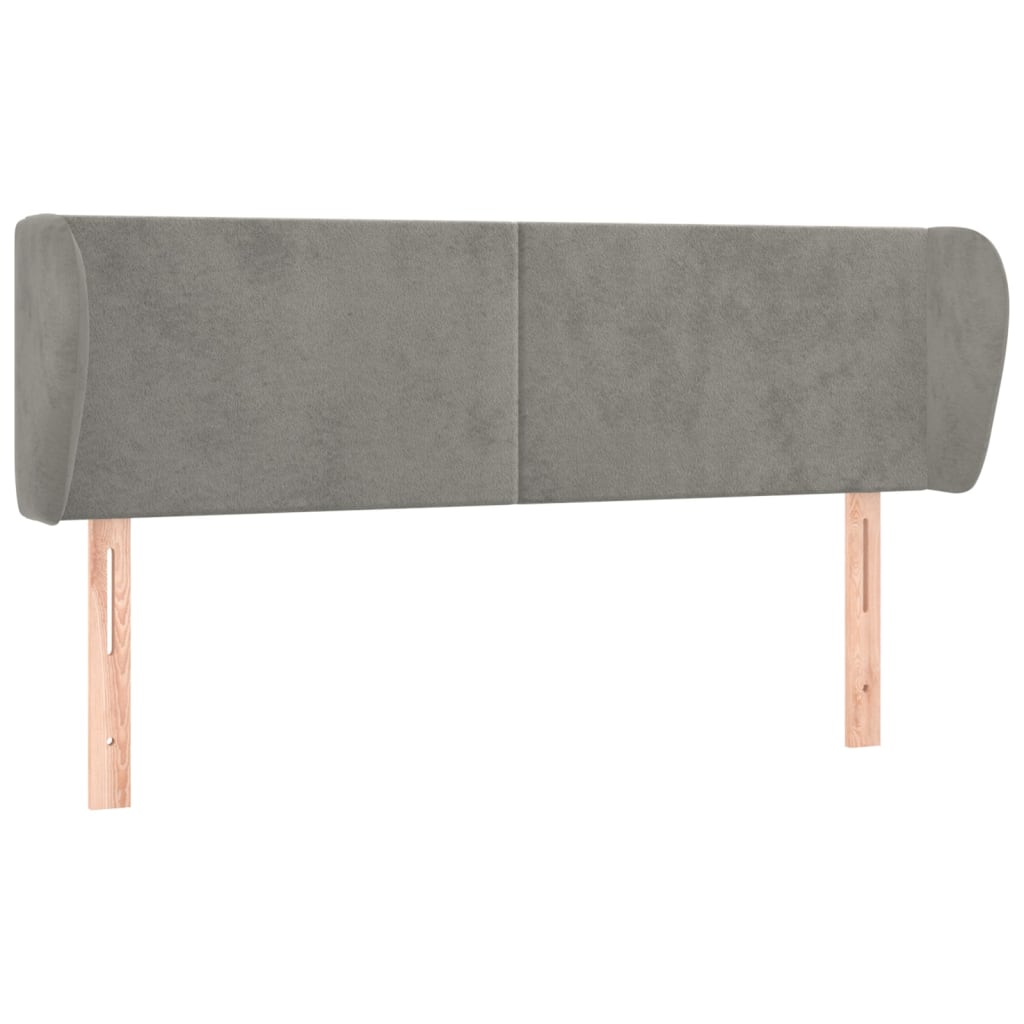 sengegavl med kanter 147x23x78/88cm fløjl lysegrå