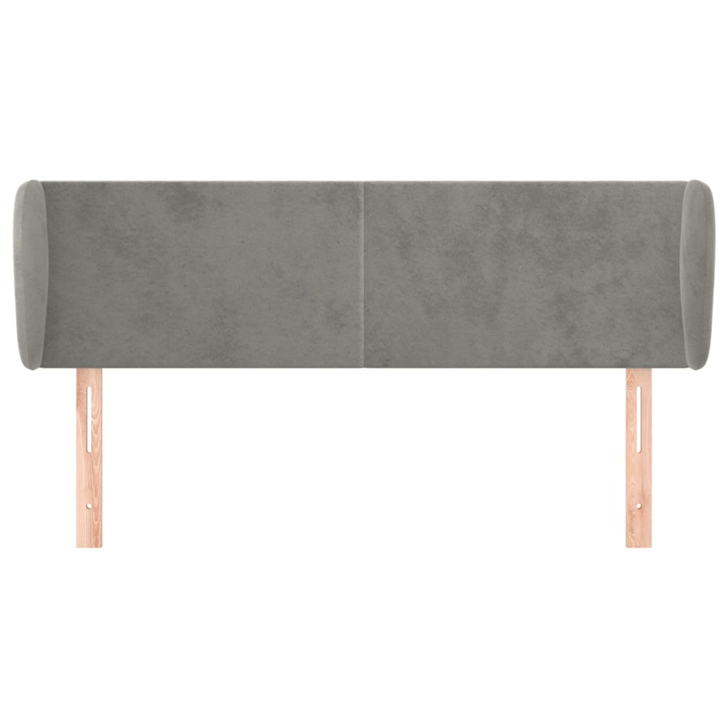 sengegavl med kanter 147x23x78/88cm fløjl lysegrå