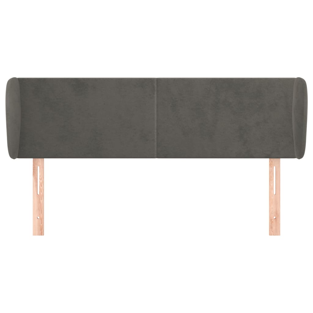 sengegavl med kanter 147x23x78/88 cm fløjl mørkegrå