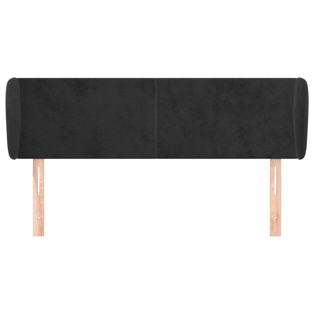 sengegavl med kanter 147x23x78/88 cm fløjl sort
