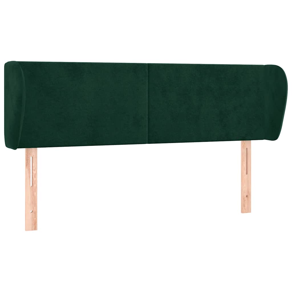 sengegavl med kanter 147x23x78/88 cm fløjl mørkegrøn