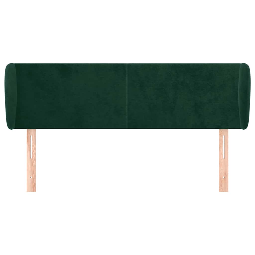 sengegavl med kanter 147x23x78/88 cm fløjl mørkegrøn