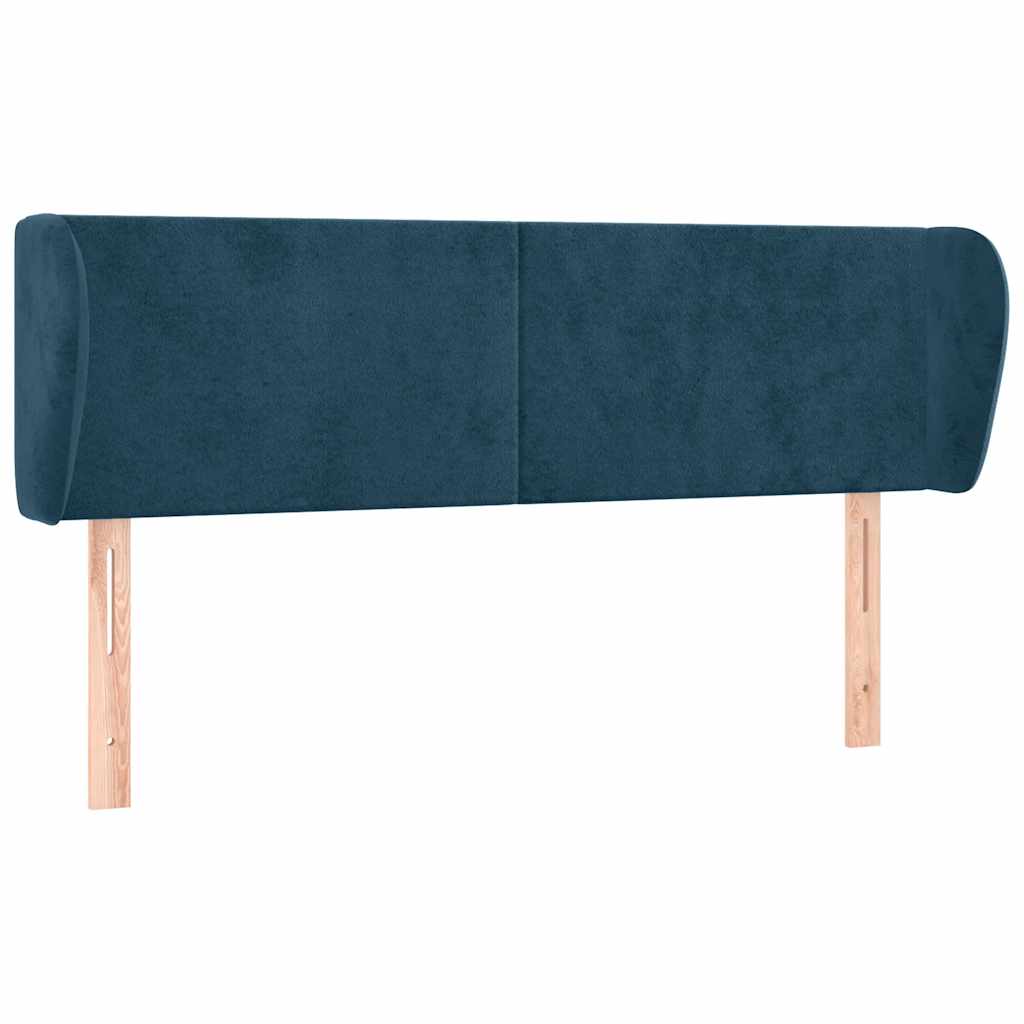sengegavl med kanter 147x23x78/88 cm fløjl mørkeblå