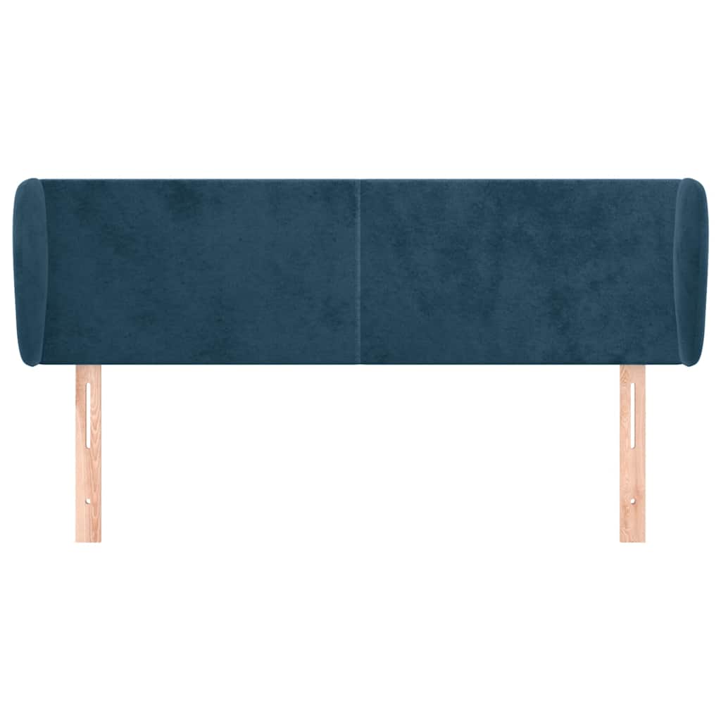 sengegavl med kanter 147x23x78/88 cm fløjl mørkeblå
