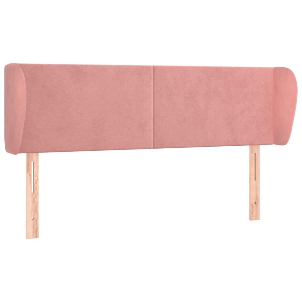 sengegavl med kanter 147x23x78/88 cm fløjl lyserød
