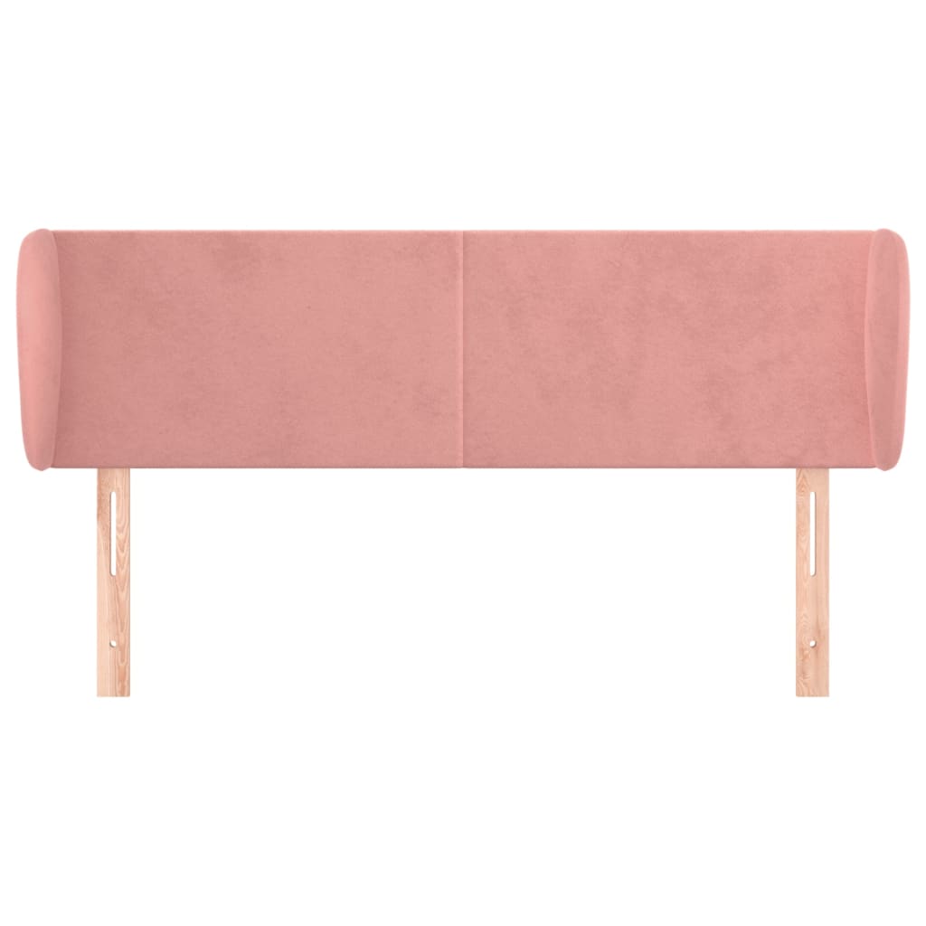 sengegavl med kanter 147x23x78/88 cm fløjl lyserød