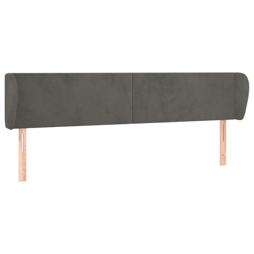 sengegavl med kanter 163x23x78/88 cm fløjl mørkegrå