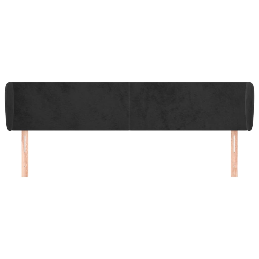 sengegavl med kanter 163x23x78/88 cm fløjl sort