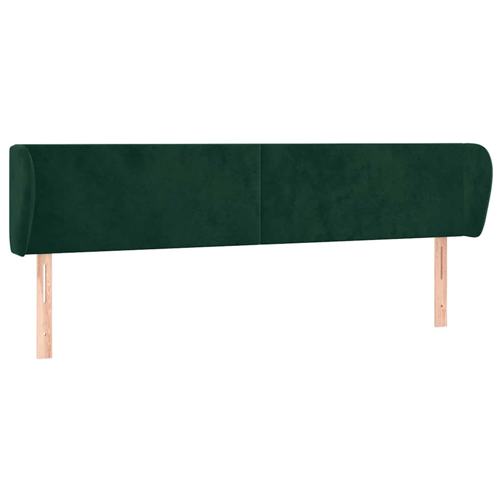sengegavl med kanter 163x23x78/88 cm fløjl mørkegrøn
